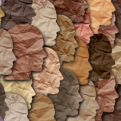 Collage of different coloured paper silhouettes 